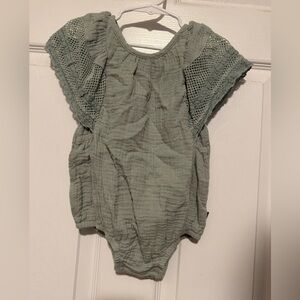 Sage Green Kids Bodysuit with Mesh Sleeves